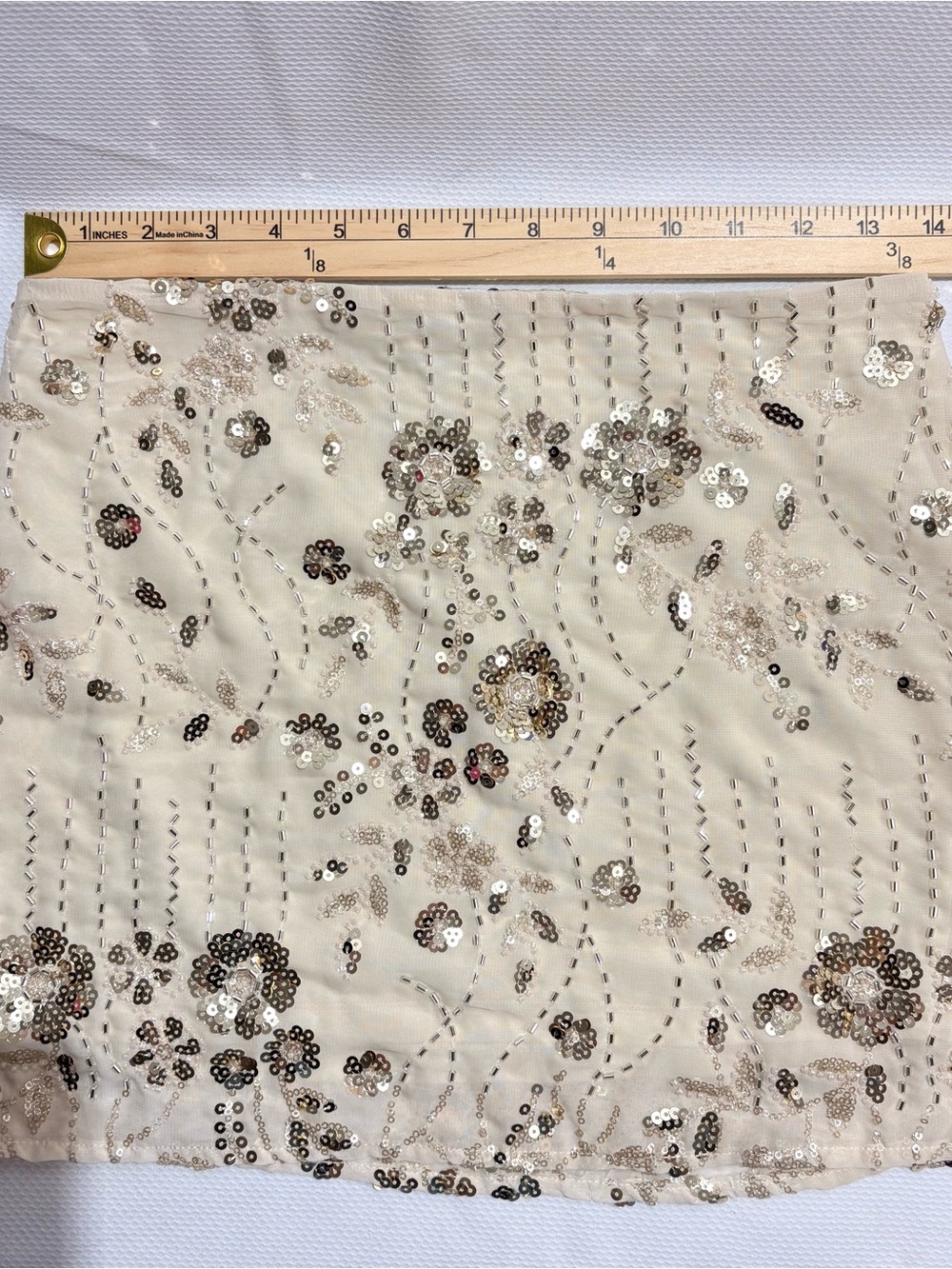 Beaded Ivory Sequin skirt y2k 2000s
